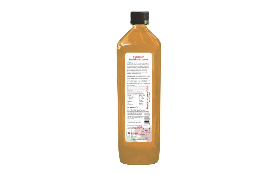 AloFrut Apple Aloevera + Apple   Plastic Bottle  1 litre